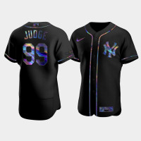 Mens New York Yankees #99 Aaron Judge Black Authentic Golden Edition Holographic Jersey