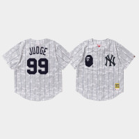 Mens New York Yankees Aaron Judge #99 White BAPE x Mitchell & Ness Jersey