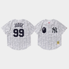 Mens New York Yankees Aaron Judge #99 White BAPE x Mitchell & Ness Jersey