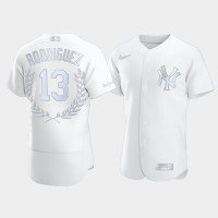 Mens New York Yankees Alex Rodriguez #13 White Award Collection AL MVP Jersey Mens New York Yankees Alex Rodriguez #13 White Award Collection AL MVP Jersey