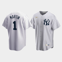 Mens New York Yankees #1 Billy Martin Cooperstown Collection Home White Jersey