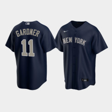Mens New York Yankees #11 Brett Gardner Navy Replica Nike Alternate Jersey