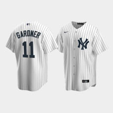Mens New York Yankees #11 Brett Gardner White Replica Nike Home Jersey