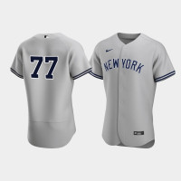 Mens New York Yankees #77 Clint Frazier Gray Authentic 2020 Road Jersey