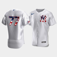Mens New York Yankees #77 Clint Frazier White 4th of July 2020 Stars & Stripes Jersey