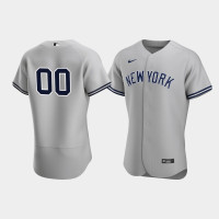 Mens New York Yankees #00 Custom Gray Authentic 2020 Road Jersey