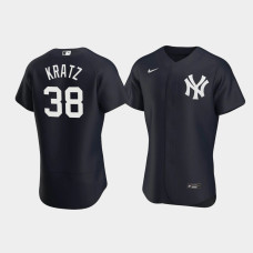 Mens New York Yankees Erik Kratz #38 Navy Authentic Team Logo Alternate Jersey