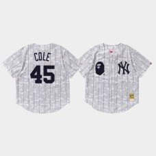 Mens New York Yankees Gerrit Cole #45 White BAPE x Mitchell & Ness Jersey