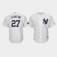 New York Yankees Mens #27 Giancarlo Stanton 2019 Postseason White Official Cool Base Jersey