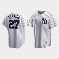 Mens New York Yankees #27 Giancarlo Stanton Cooperstown Collection Home Nike White Jersey