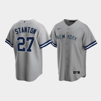 Mens New York Yankees #27 Giancarlo Stanton Gray Replica Nike Road Jersey