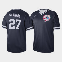 Mens New York Yankees Giancarlo Stanton #27 Navy Cooperstown Collection V-Neck Legend Jersey