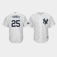 New York Yankees Mens #25 Gleyber Torres 2019 Postseason White Official Cool Base Jersey