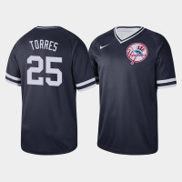 Mens New York Yankees Gleyber Torres #25 Navy Cooperstown Collection V-Neck Legend Jersey