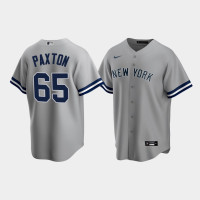 Mens New York Yankees #65 James Paxton Gray Replica Road Jersey