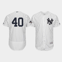Mens New York Yankees #40 Luis Severino White 2019 Postseason Authentic Flex Base Jersey