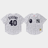Mens New York Yankees Luis Severino #40 White BAPE x Mitchell & Ness Jersey