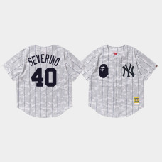 Mens New York Yankees Luis Severino #40 White BAPE x Mitchell & Ness Jersey