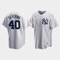 Mens New York Yankees #40 Luis Severino Cooperstown Collection Home Nike White Jersey Mens New York Yankees #40 Luis Severino Cooperstown Collection Home Nike White Jersey