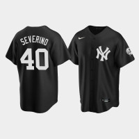 Mens New York Yankees #40 Luis Severino Black 2020 Replica Nike Fashion Jersey