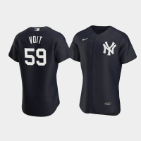 Mens New York Yankees #59 Luke Voit Navy Authentic Team Logo Alternate Jersey