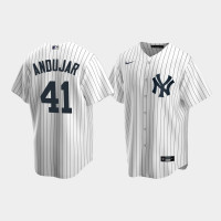 Mens New York Yankees #41 Miguel Andujar White Replica Nike Home Jersey