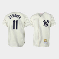 Brett Gardner New York Yankees Mitchell & Ness Cream Throwback Authentic Jersey