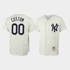 Custom New York Yankees Mitchell & Ness Cream Throwback Authentic Jersey