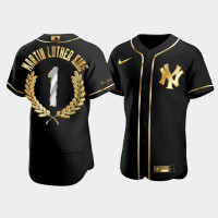 Martin Luther King New York Yankees Black Golden Edition Jersey