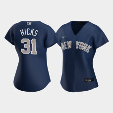 Womens New York Yankees Aaron Hicks #31 Navy Replica Nike 2020 Alternate Jersey