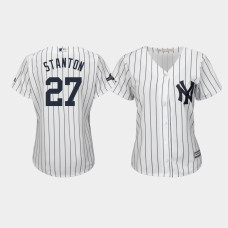 Womens New York Yankees #27 Giancarlo Stanton 2019 Postseason White Official Cool Base Jersey