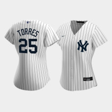 Womens New York Yankees Gleyber Torres #25 White Replica Nike 2020 Home Jersey