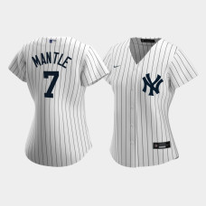 Womens New York Yankees Mickey Mantle #7 White Replica Nike 2020 Home Jersey