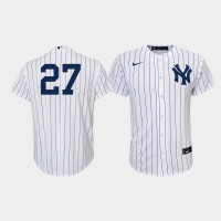 Youth New York Yankees Giancarlo Stanton #27 White Navy Replica Home Jersey