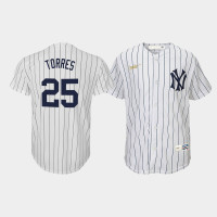 Youth New York Yankees #25 Gleyber Torres Cooperstown Collection Home Nike White Jersey