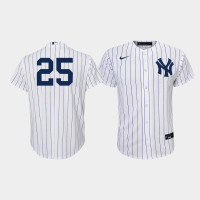Youth New York Yankees Gleyber Torres #25 White Navy Replica Home Jersey
