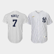 Youth New York Yankees #7 Mickey Mantle Cooperstown Collection Home Nike White Jersey